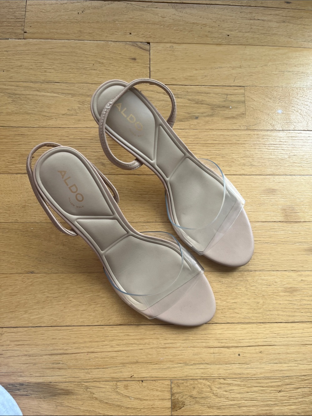 ALDO Nude Slingback Heeled Sandals with Clear Strap